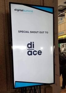 Diace Designs Sponsor Logo on screen at Digital Summit 2018